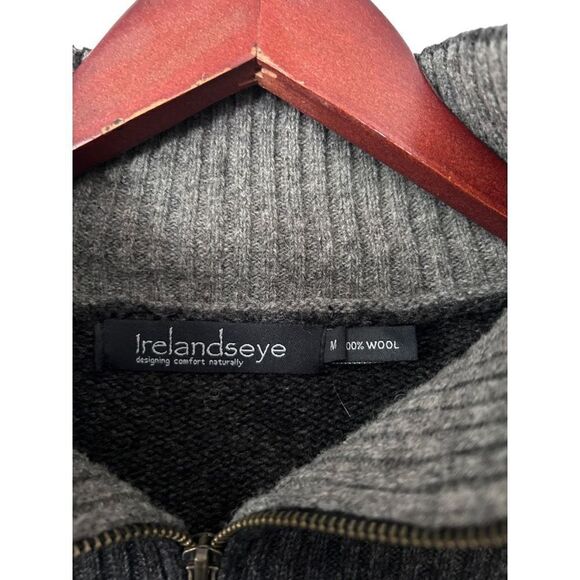 Irelandseye 100% Wool Gray Quarter Zip Sweater Size M Classic Staple Capsule - Picture 4 of 11